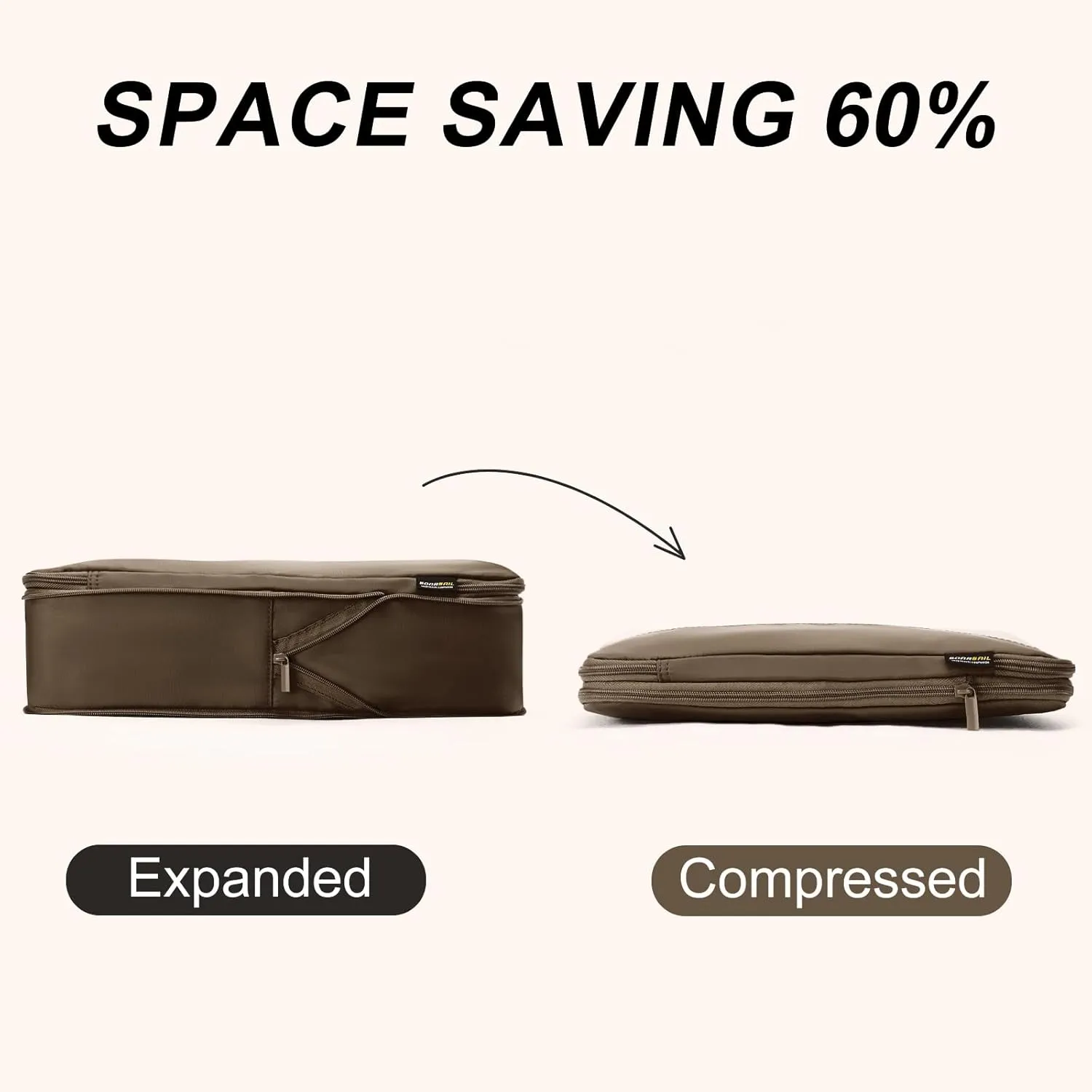 6 Set Compression Packing Cubes for Travel Essentials, Luggage Organizers for Carry on Suitcases, Space Saving Storage Bags (Charcoal Gray)