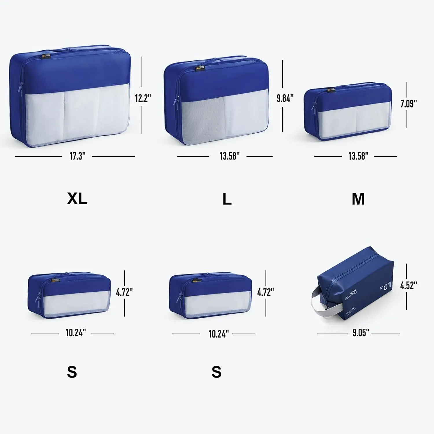 6 Set Compression Packing Cubes for Travel Essentials, Luggage Organizers for Carry on Suitcases, Space Saving Storage Bags (Dark Blue)