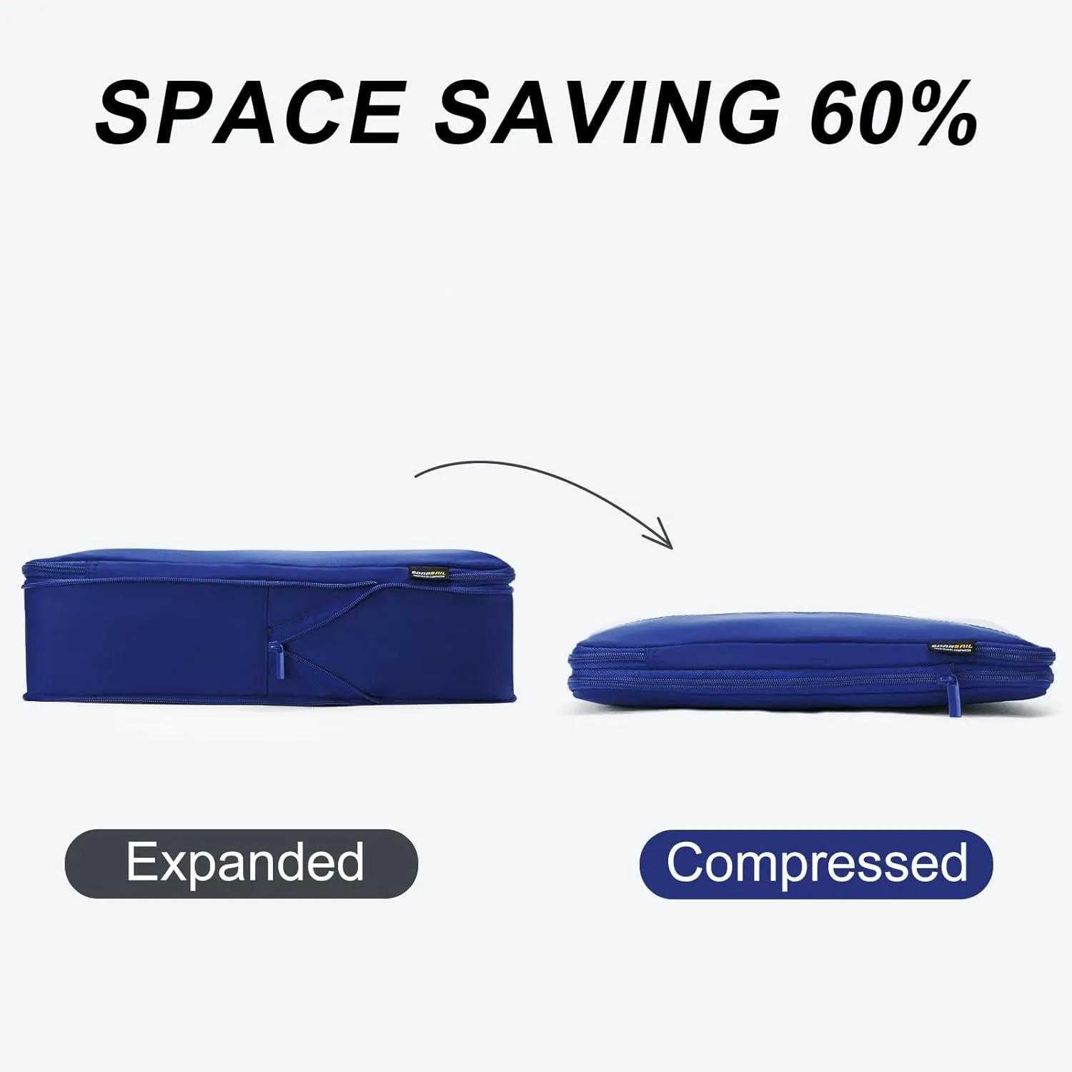 6 Set Compression Packing Cubes for Travel Essentials, Luggage Organizers for Carry on Suitcases, Space Saving Storage Bags (Dark Blue)