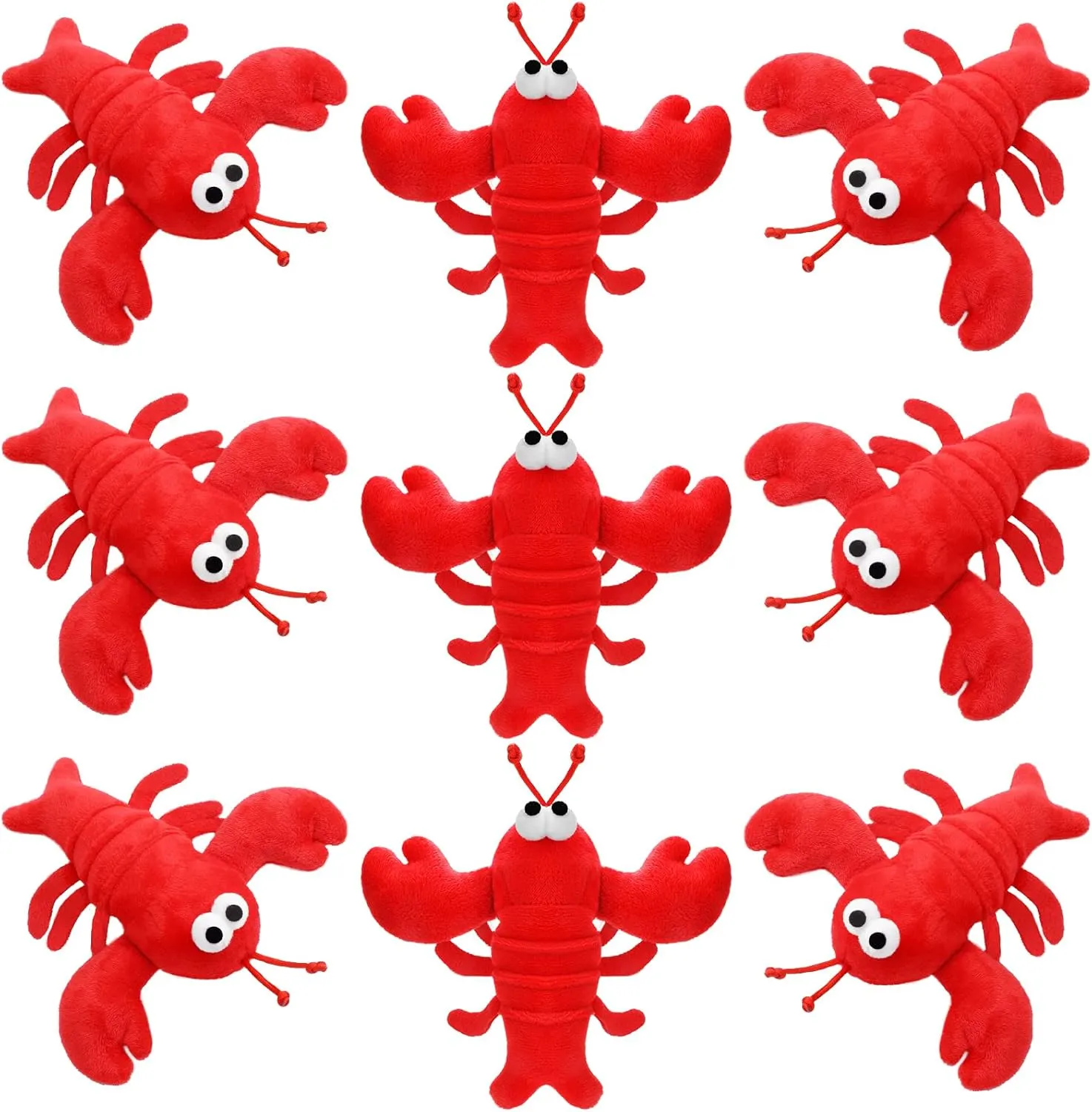 9 Pack Lobster Stuffed Animal Cute Lobster Plush Doll Toy Soft Small Stuffed Hanging Ornaments for Keys Purse Backpack Bags DIY Birthday Party Favors