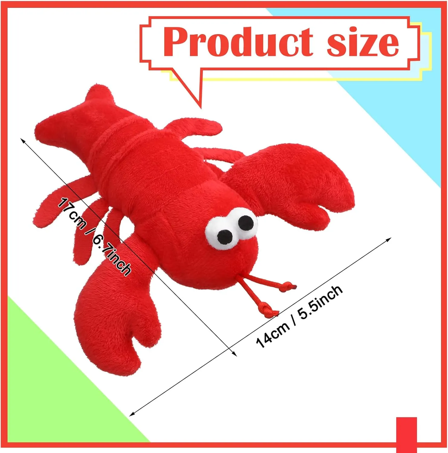 9 Pack Lobster Stuffed Animal Cute Lobster Plush Doll Toy Soft Small Stuffed Hanging Ornaments for Keys Purse Backpack Bags DIY Birthday Party Favors