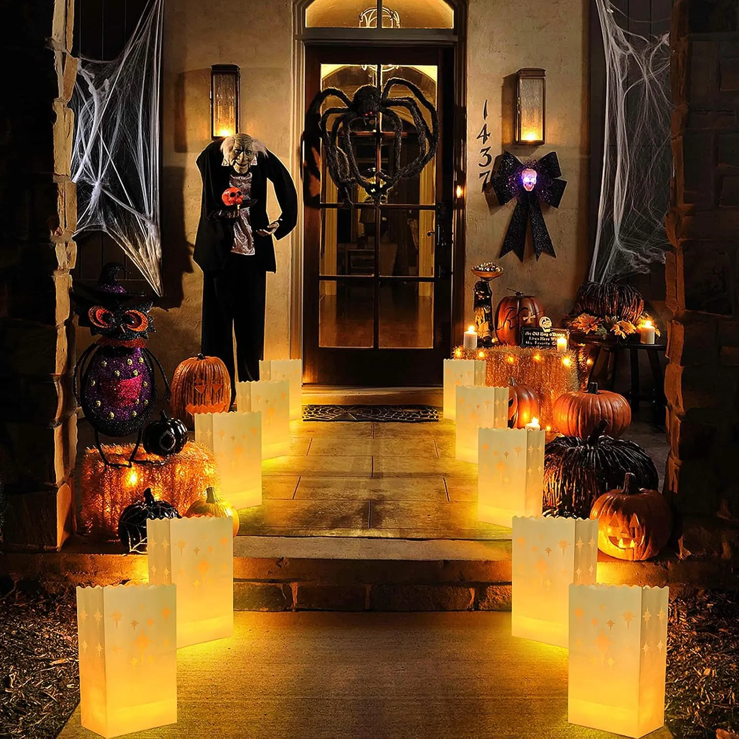AceList 30 PCS Luminary Bags with 30 PCS Flameless Candles Flickering Tea Lights Candles Battery Operated LED Tea Lights for Wedding Party Valentine's Day, Christmas Decoration - Meteor