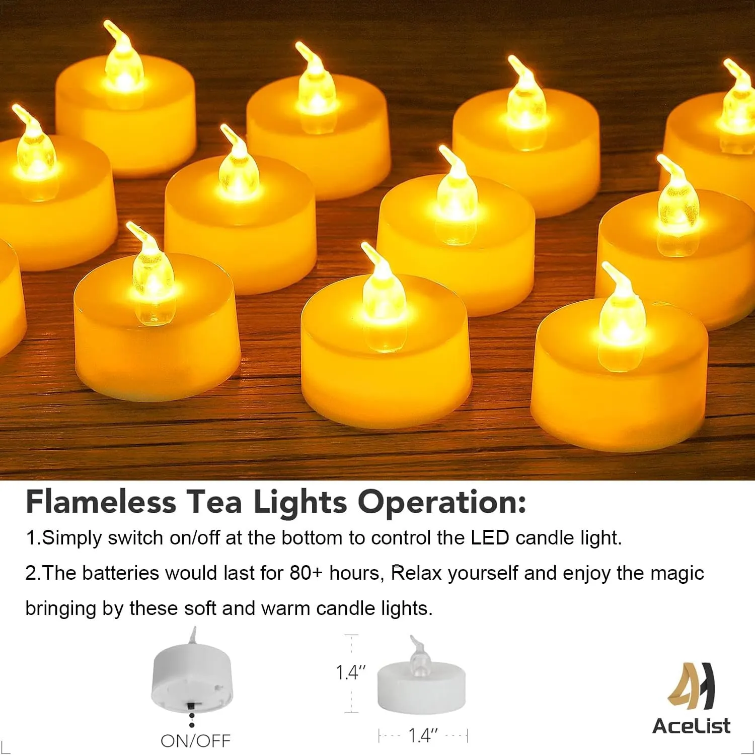 AceList 30 PCS Luminary Bags with 30 PCS Flameless Candles Flickering Tea Lights Candles Battery Operated LED Tea Lights for Wedding Party Valentine's Day, Christmas Decoration - Meteor