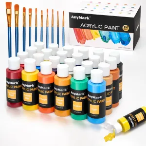 Acrylic Paint, 24 Colors Acrylic Paint Set, 2 fl oz/60ml Bottles, Non Toxic Art kit Painting Supplies for Kids Adults Canvas,Rock,Wood