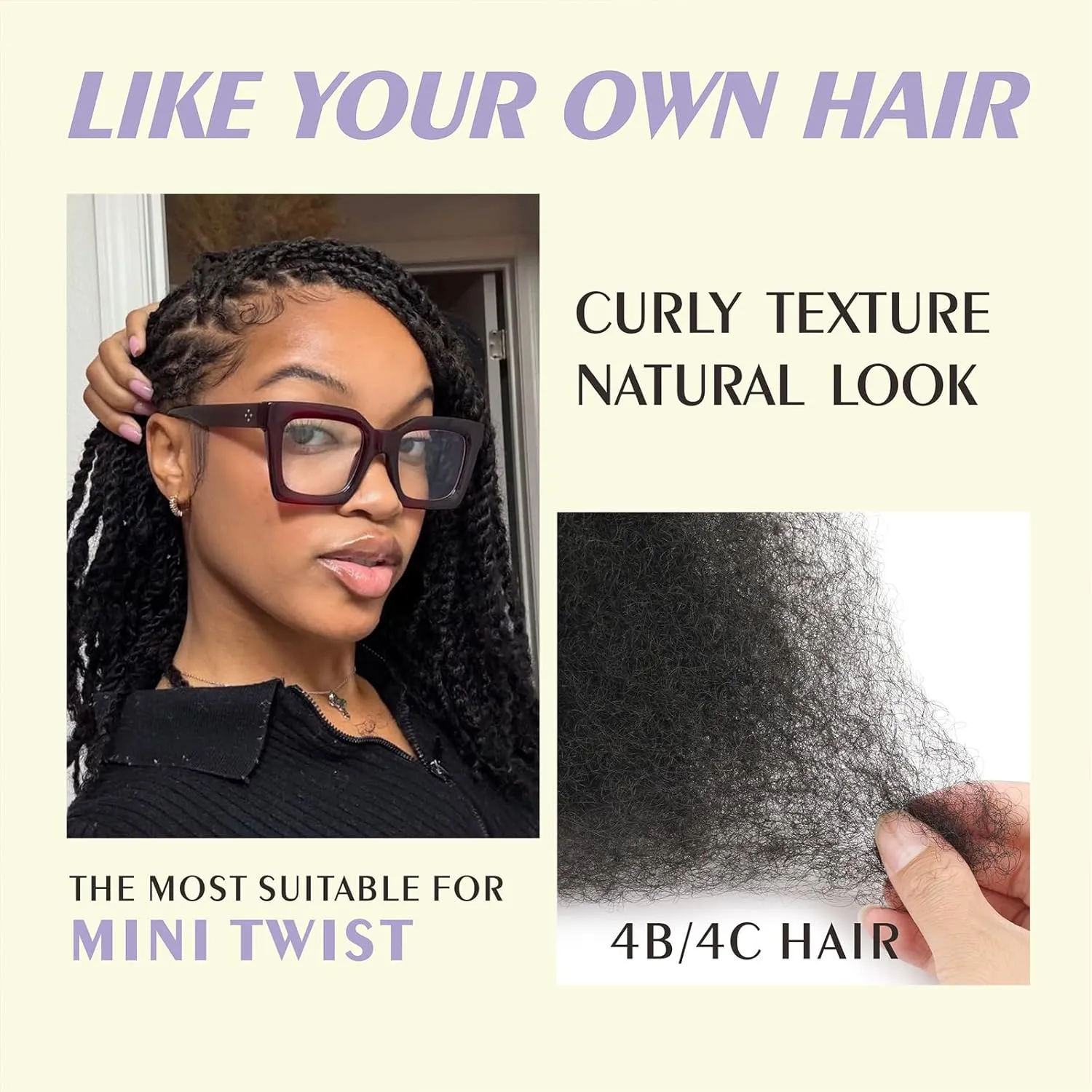 Afro Kinkys Bulk Human Hair for Braiding 12 Inches 50g/pack Natural Kinky-Curly Texture Ideal for Mini Twists, Micro Locs Extensions (1B,12 INCH)