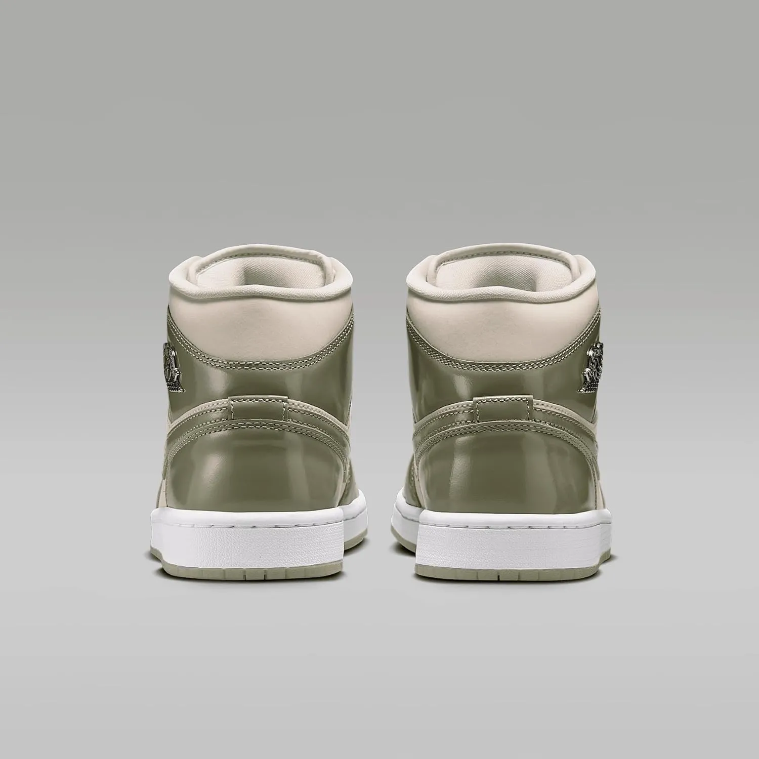 Air Jordan 1 Mid SE Women's Shoes (HF4079-003, Sea Glass/Metallic Silver/White/Oil Green)