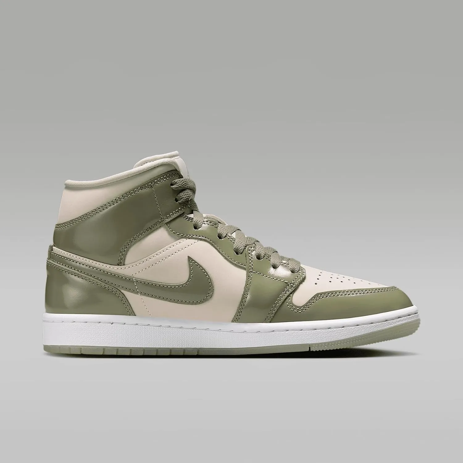Air Jordan 1 Mid SE Women's Shoes (HF4079-003, Sea Glass/Metallic Silver/White/Oil Green)