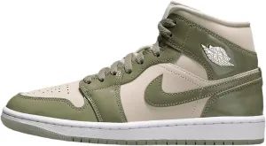 Air Jordan 1 Mid SE Women's Shoes (HF4079-003, Sea Glass/Metallic Silver/White/Oil Green)