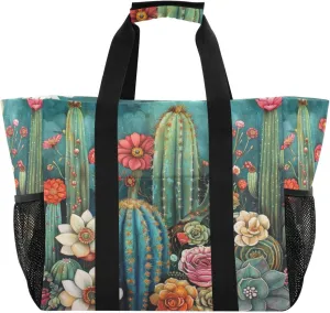 ALAZA Watercolor Colorful Tulips Waterproof Beach Tote Bags
