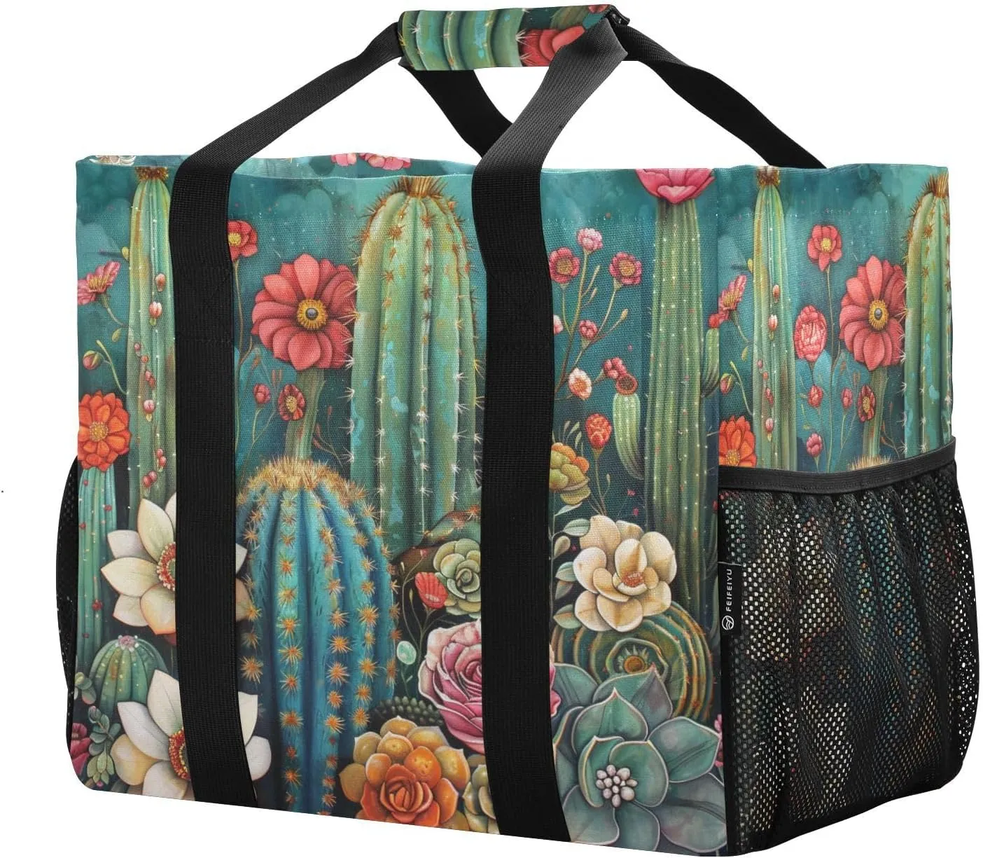 ALAZA Watercolor Colorful Tulips Waterproof Beach Tote Bags