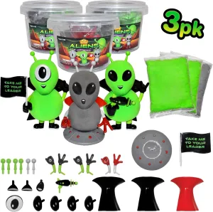 Aliens Craft Kit 3 Pack – Build, Play, and Display 3 Air-Dry Clay Aliens, Great for Birthday Parties, Trick or Treating, Stocking Stuffers, for Kids, Boys and Girls Ages 5 