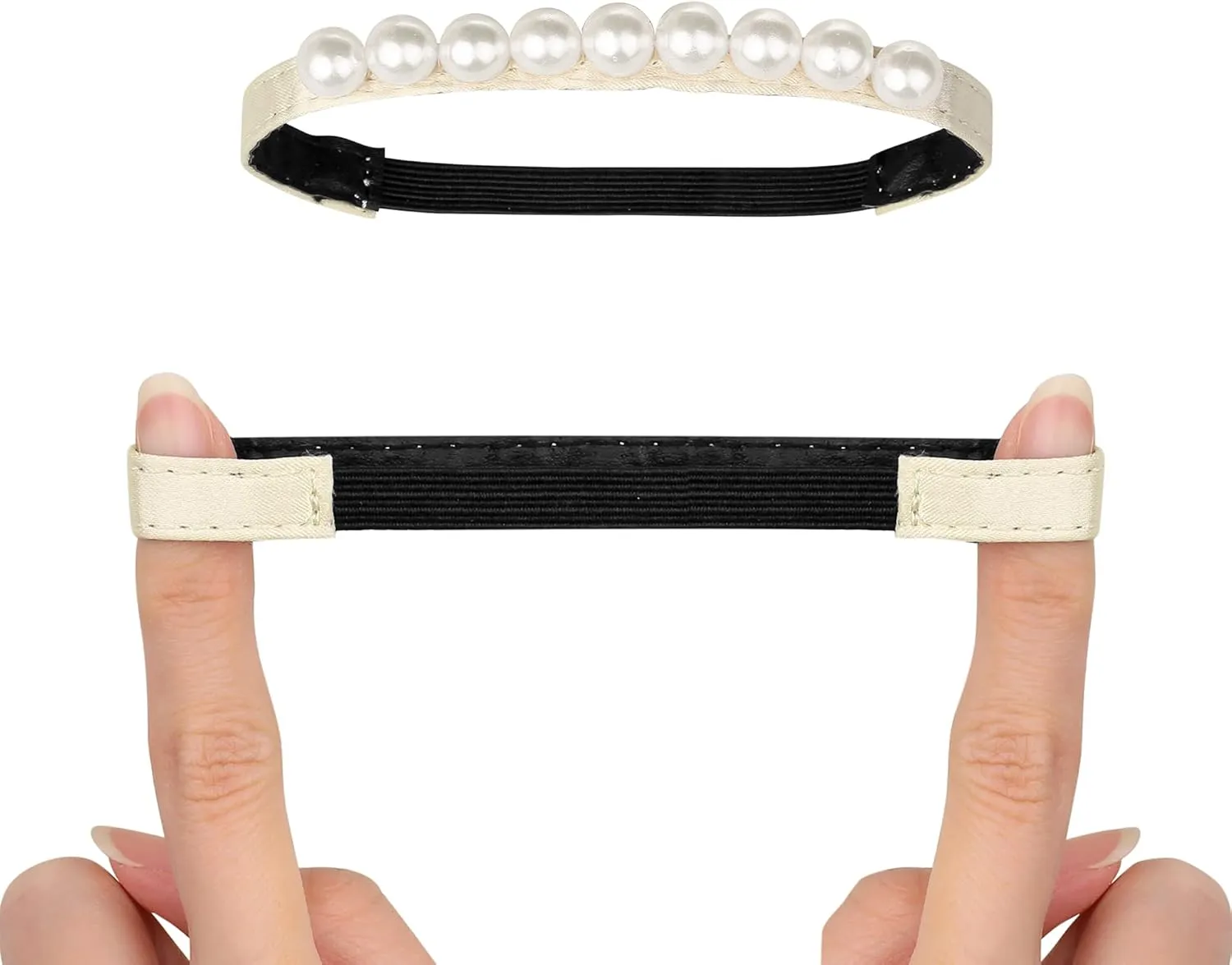 Allegra K Women's Beads Shoe Laces Detachable Elastic Shoe Strap for Heels 2 Pairs
