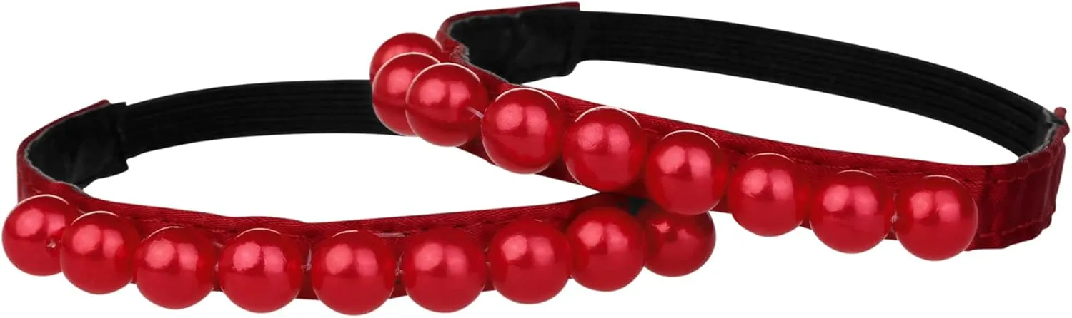 Allegra K Women's Beads Shoe Laces Detachable Elastic Shoe Strap for Heels 2 Pairs