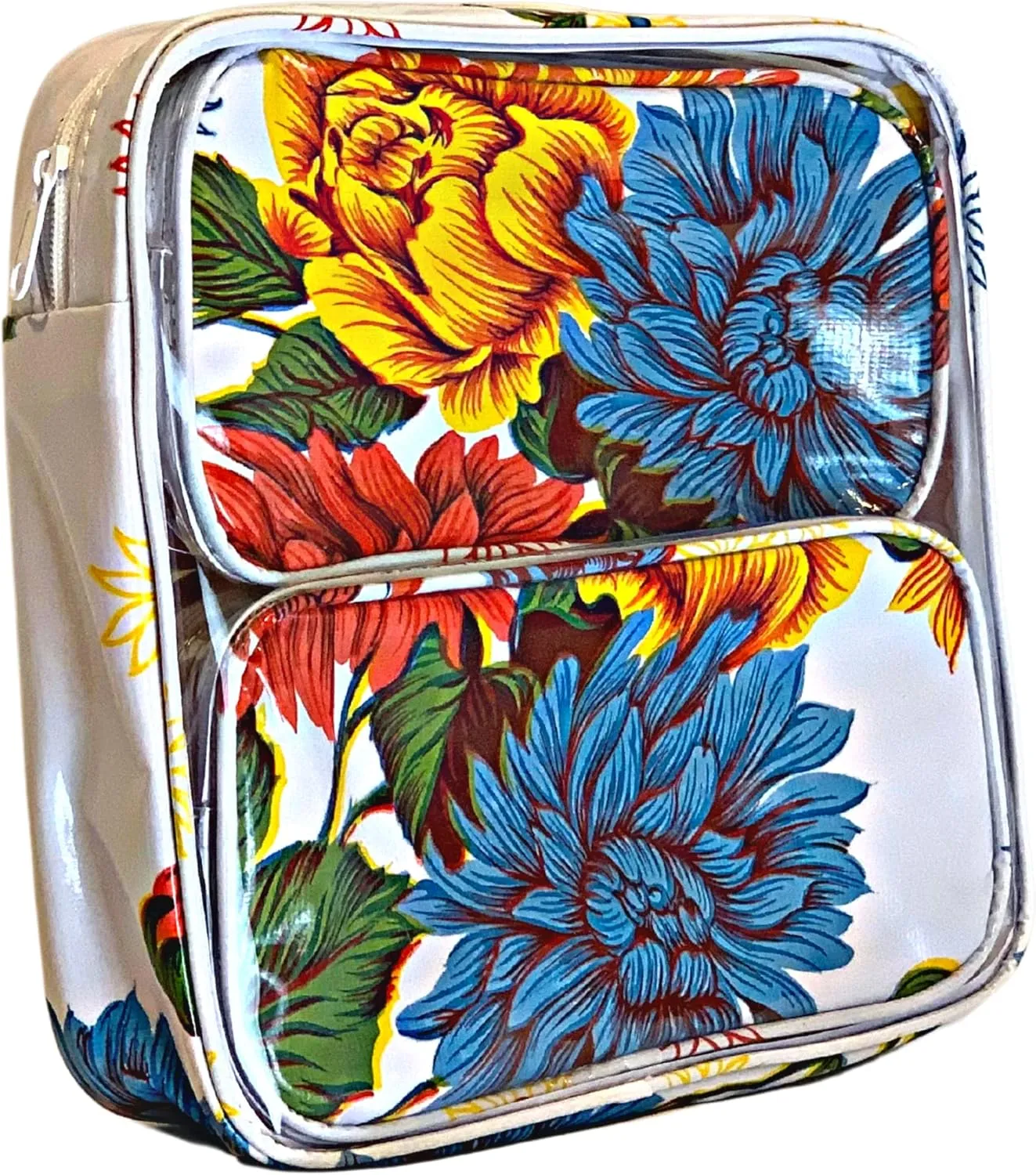 Alux 3-Pc Travel Makeup Bags for Women; Multi-Color, Chic and Stylish Travel Toiletry Bag Set; Large and Medium Makeup Bags for Vanity and Luggage and Small Makeup Bag for Purse - Chrysanthemums White