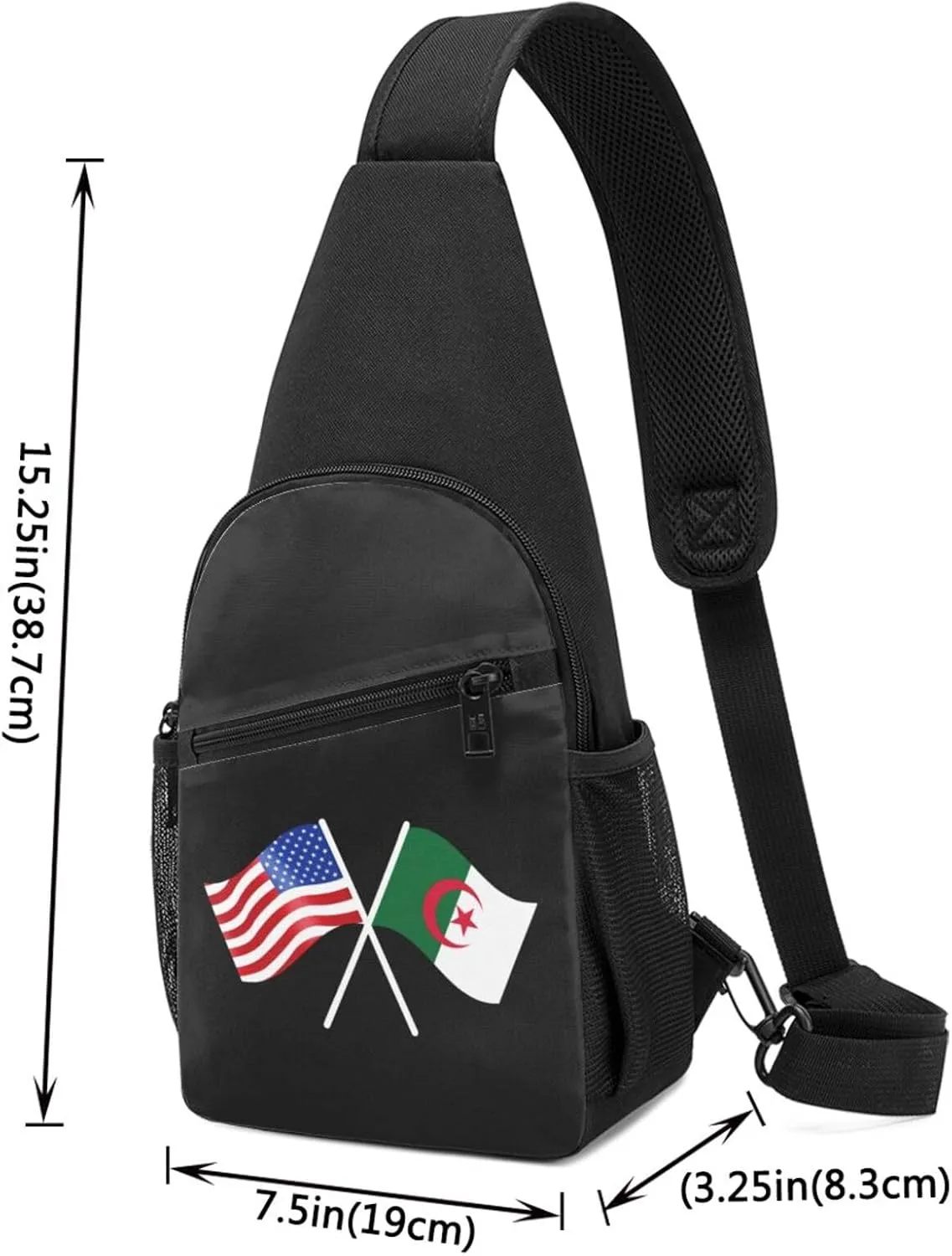 American And Algeria Flag Chest Pack Leisure Shoulder Crossbody Chest Bag