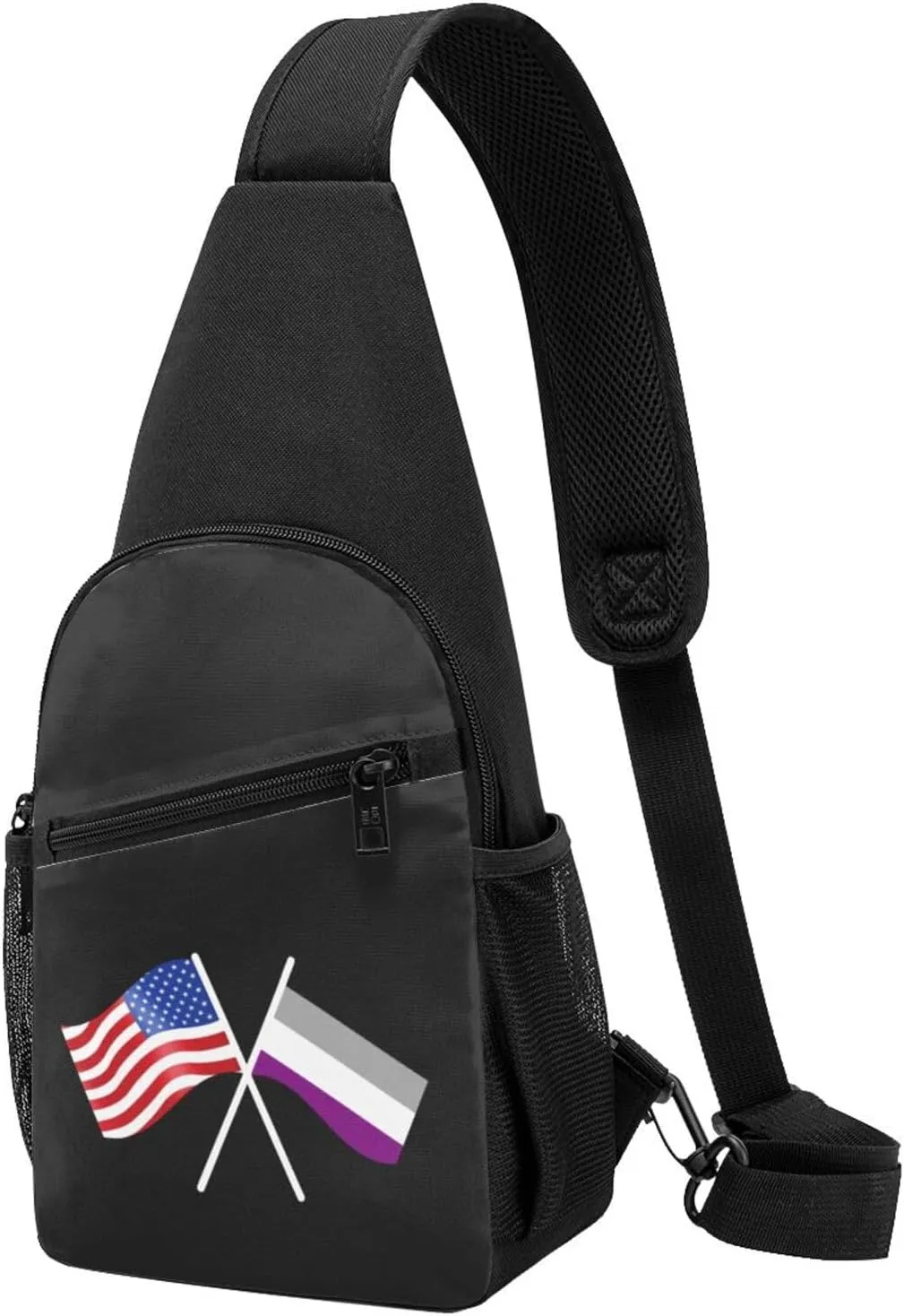 American And Asexuality Flag Chest Pack Leisure Shoulder Crossbody Chest Bag
