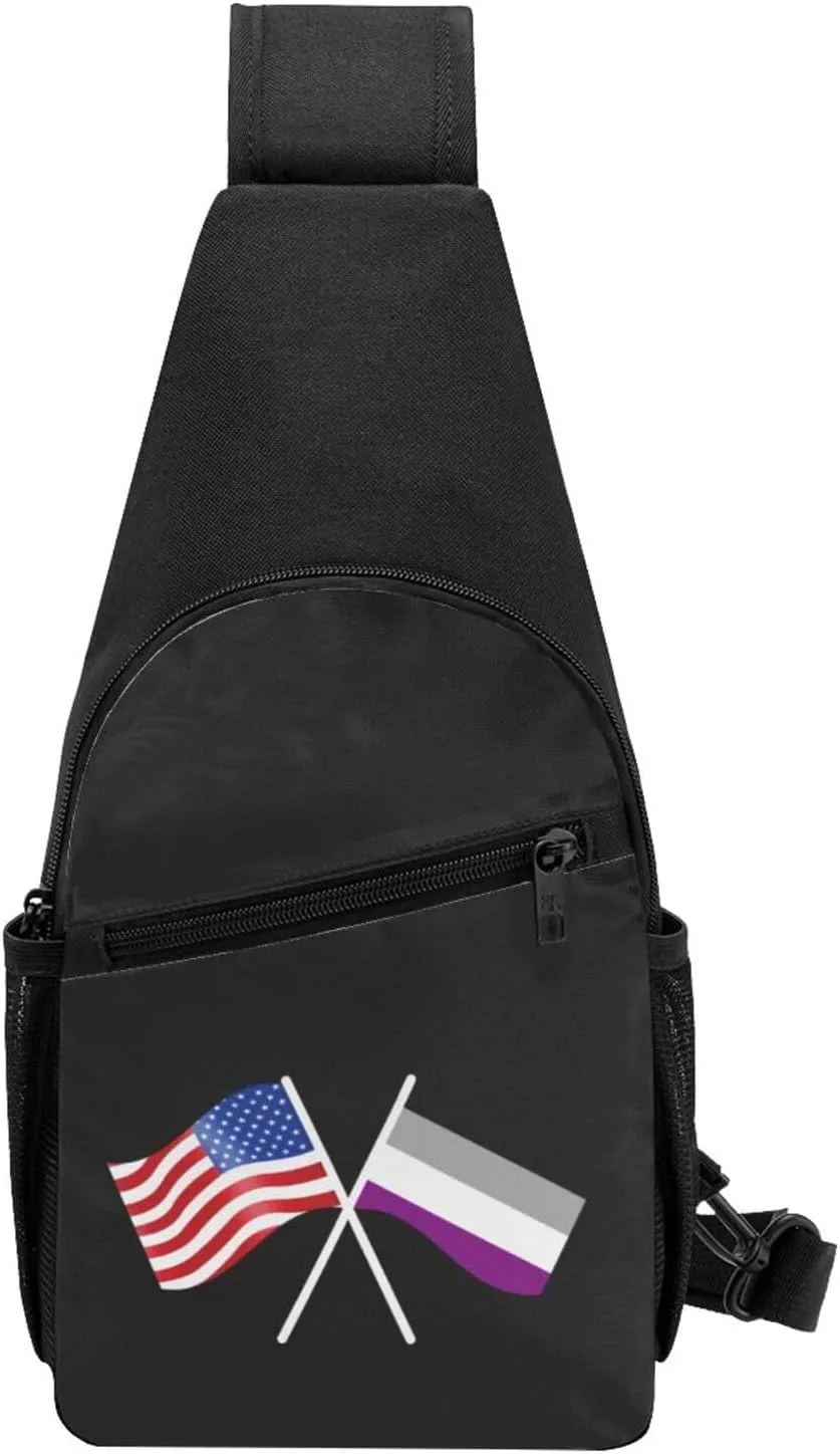 American And Asexuality Flag Chest Pack Leisure Shoulder Crossbody Chest Bag