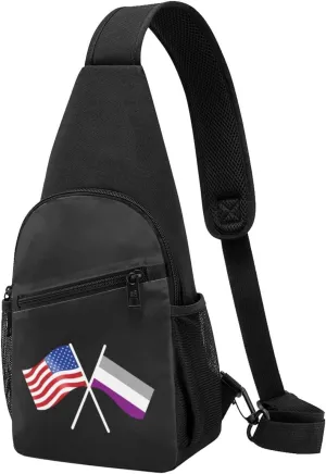 American And Asexuality Flag Chest Pack Leisure Shoulder Crossbody Chest Bag