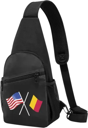 American And Belgium Flag Chest Pack Leisure Shoulder Crossbody Chest Bag