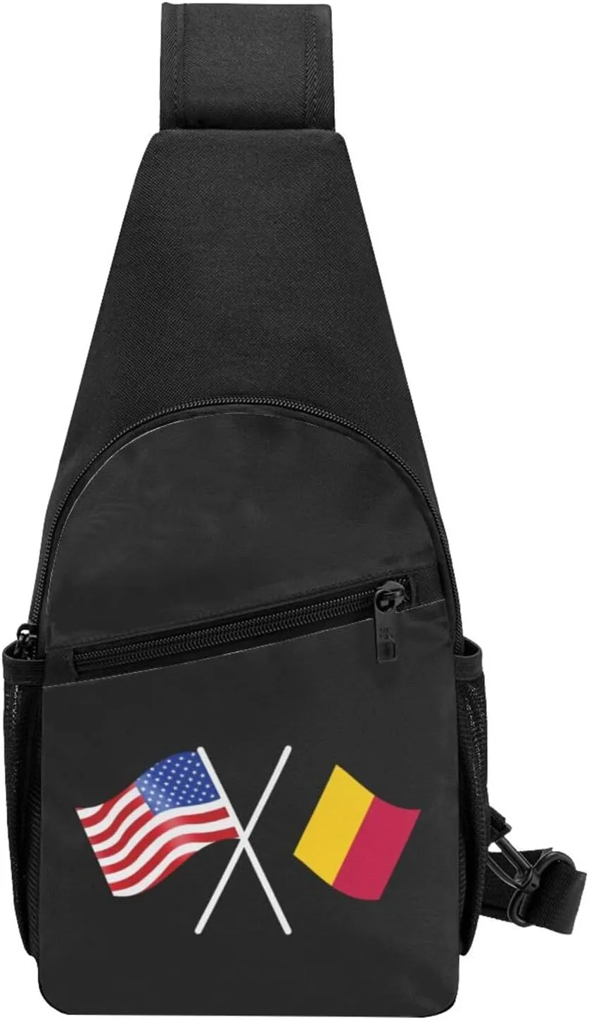 American And Belgium Flag Chest Pack Leisure Shoulder Crossbody Chest Bag