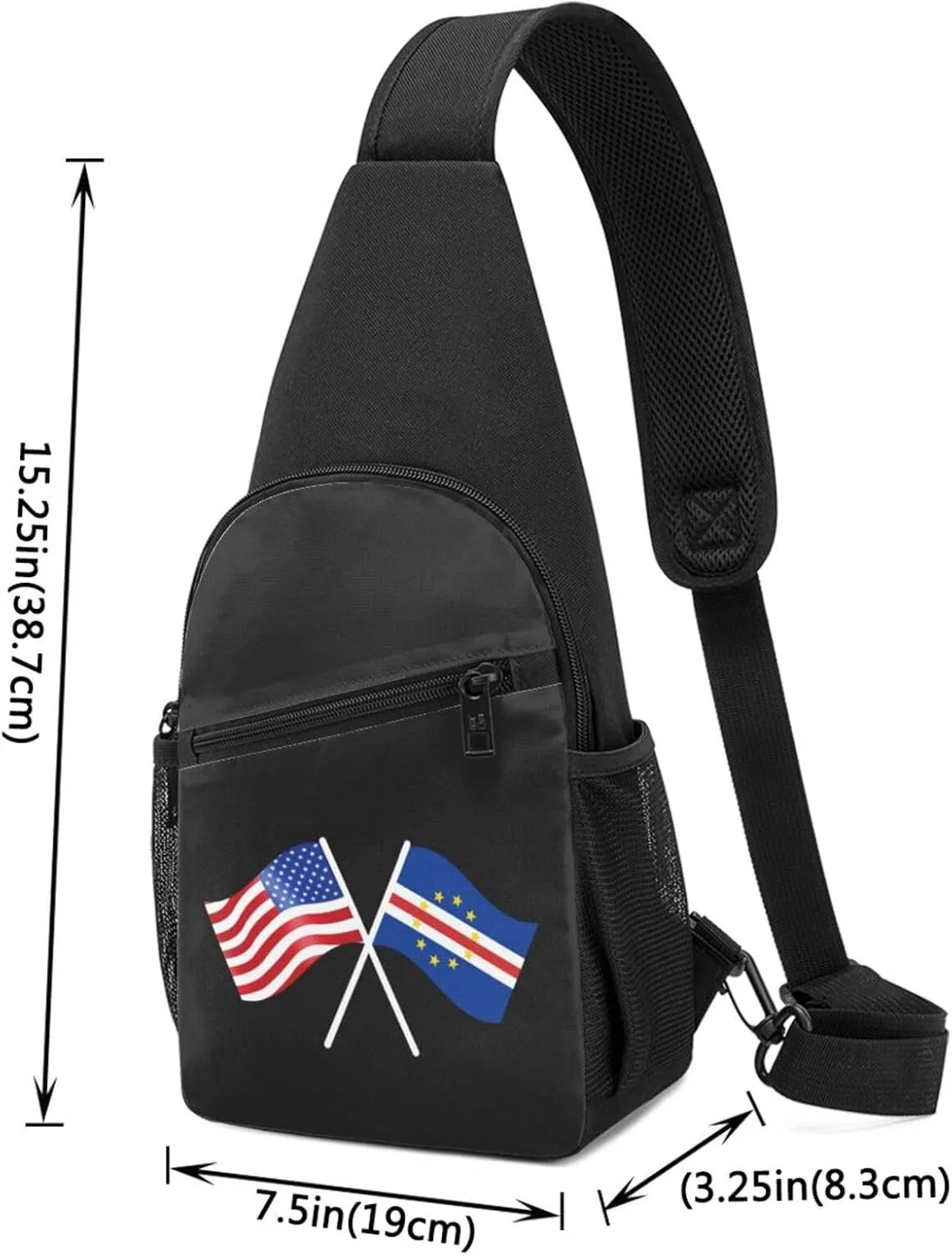 American And Cabo Verde Flag Chest Pack Leisure Shoulder Crossbody Chest Bag