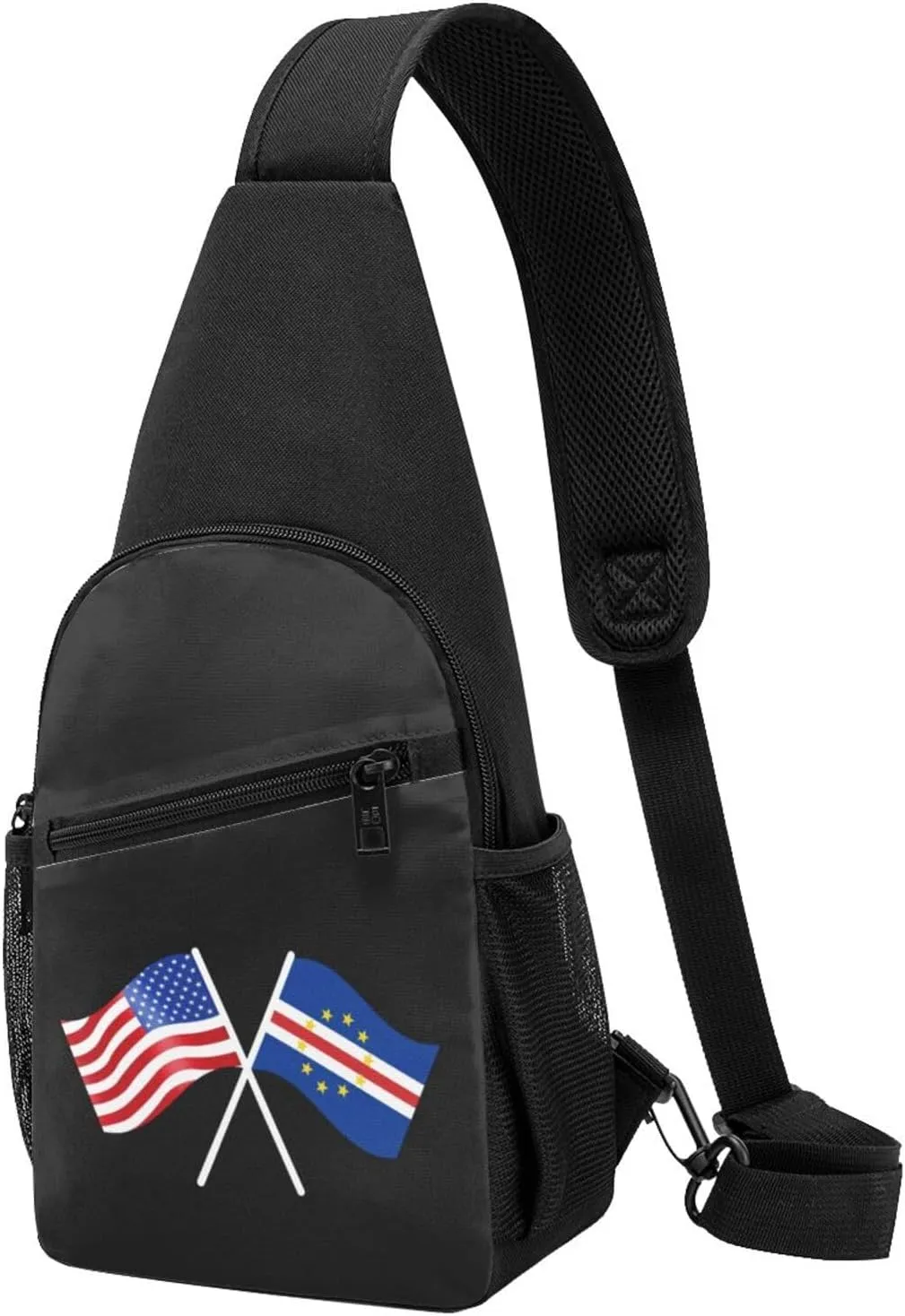 American And Cabo Verde Flag Chest Pack Leisure Shoulder Crossbody Chest Bag