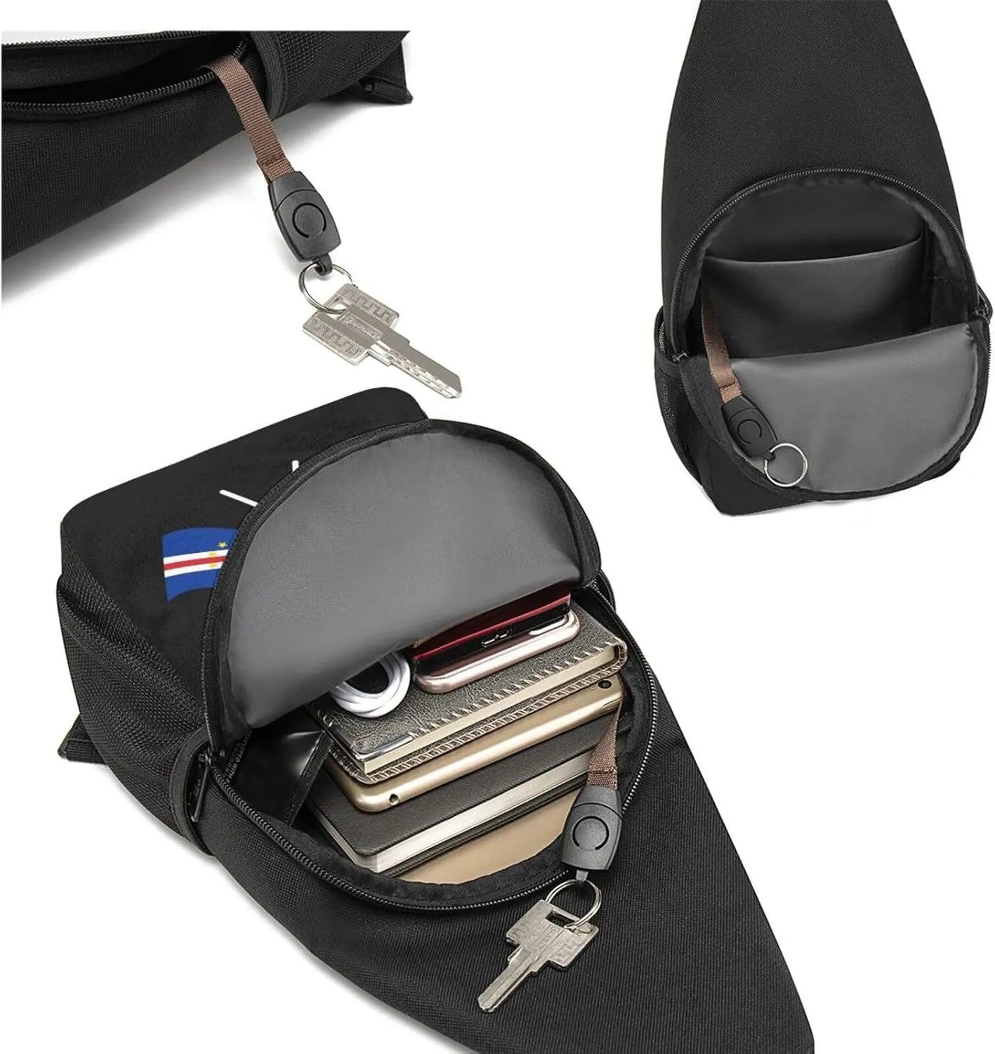 American And Cabo Verde Flag Chest Pack Leisure Shoulder Crossbody Chest Bag