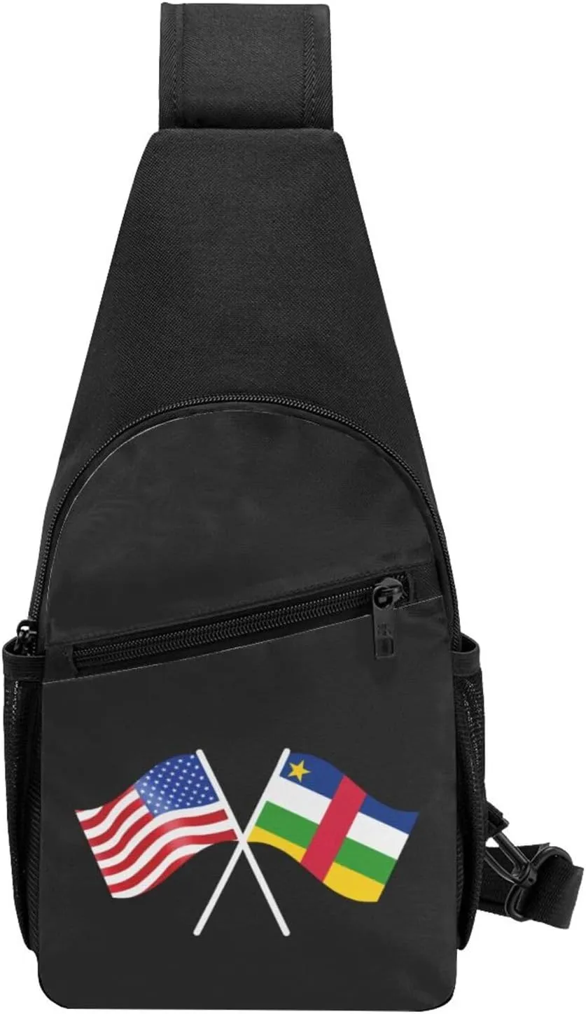 American And Central African Republic Flag Chest Pack Leisure Shoulder Crossbody Chest Bag