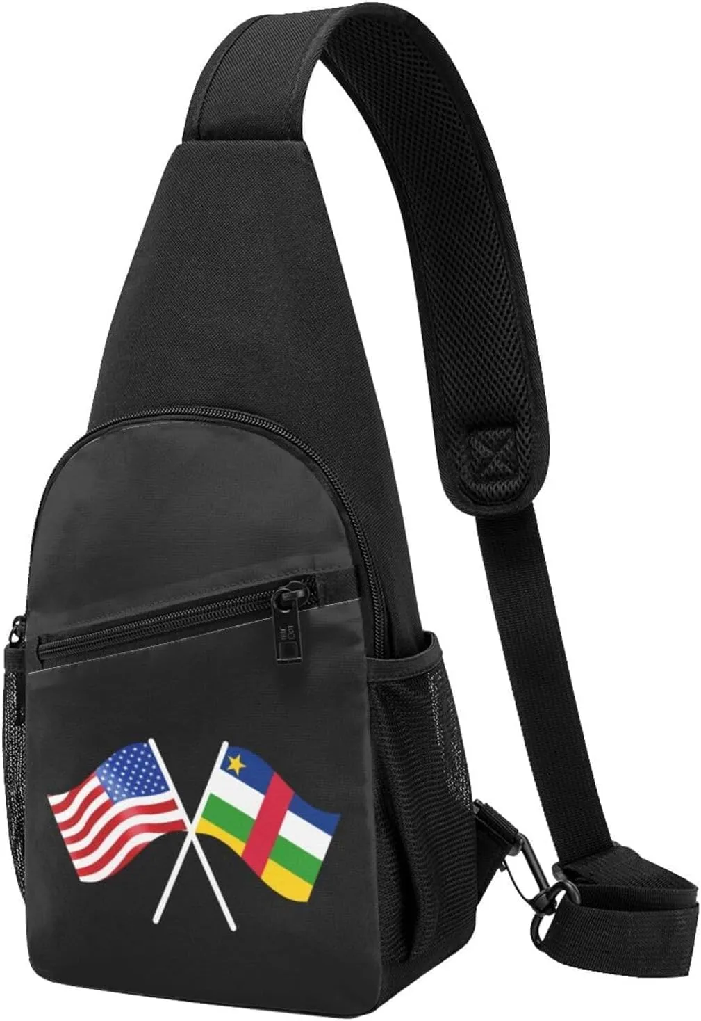 American And Central African Republic Flag Chest Pack Leisure Shoulder Crossbody Chest Bag