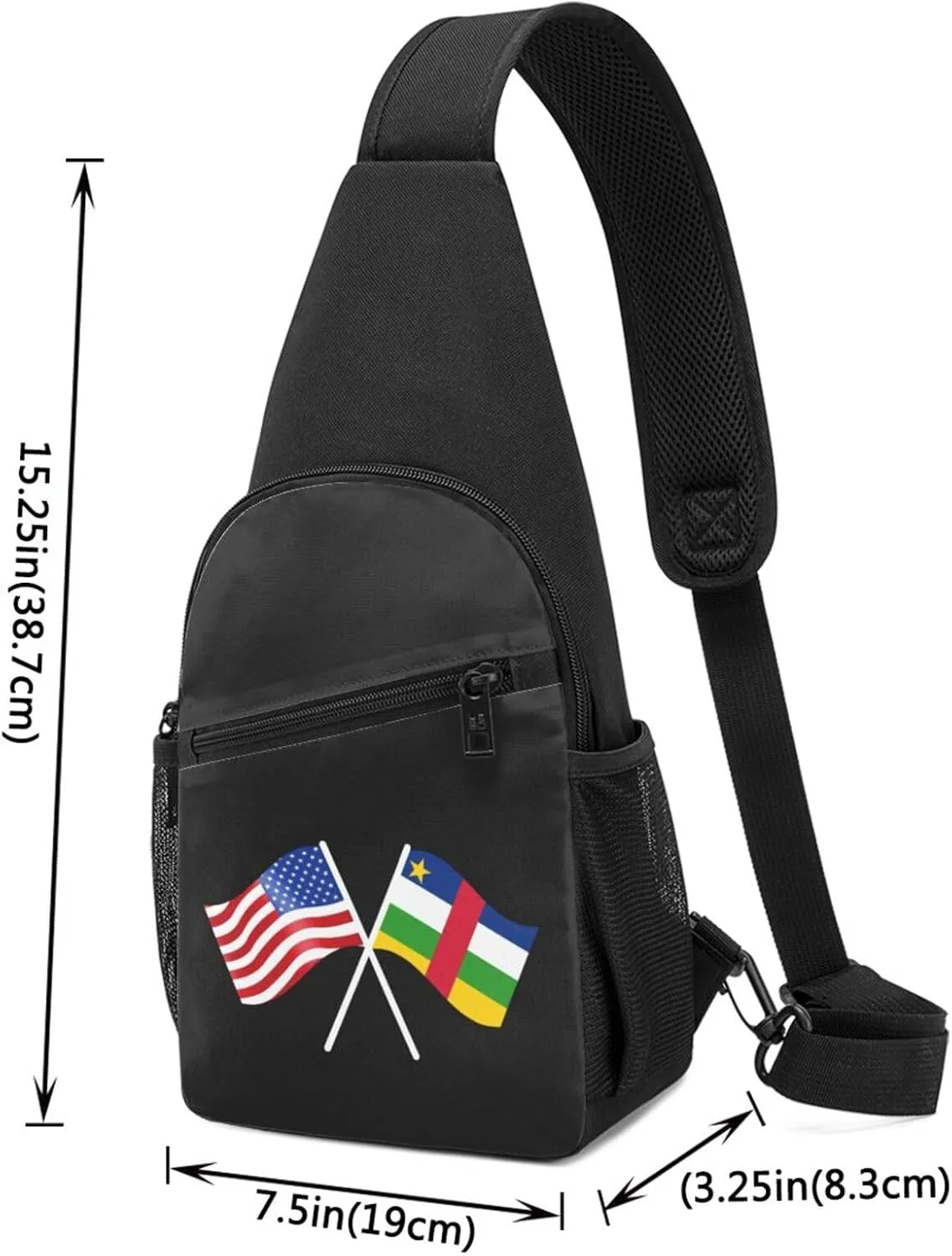 American And Central African Republic Flag Chest Pack Leisure Shoulder Crossbody Chest Bag