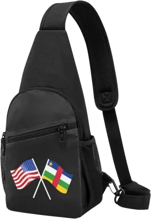 American And Central African Republic Flag Chest Pack Leisure Shoulder Crossbody Chest Bag
