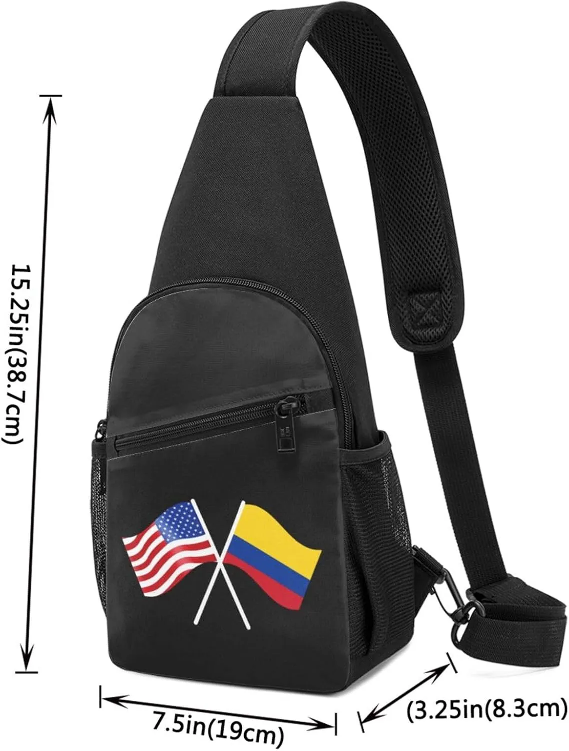 American And Colombia Flag Chest Pack Leisure Shoulder Crossbody Chest Bag