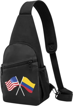 American And Colombia Flag Chest Pack Leisure Shoulder Crossbody Chest Bag