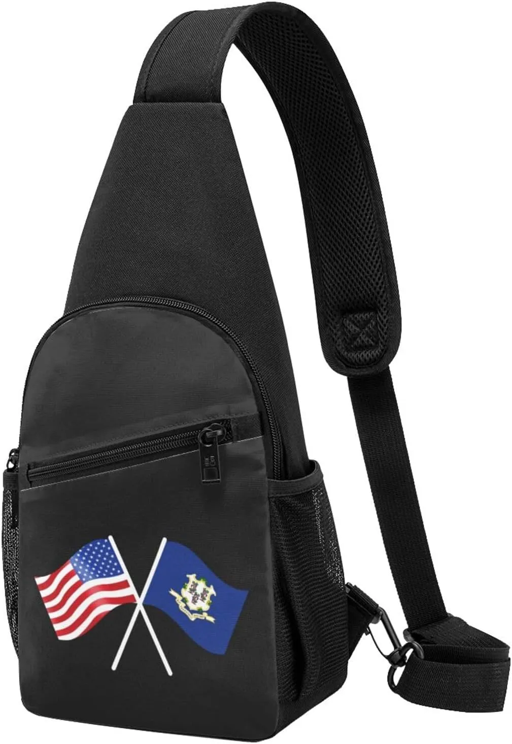 American And Connecticut Flag Chest Pack Leisure Shoulder Crossbody Chest Bag