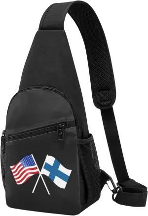 American And Finland Flag Chest Pack Leisure Shoulder Crossbody Chest Bag