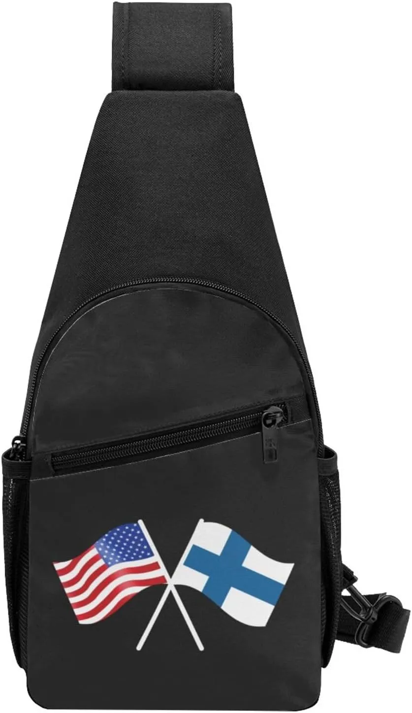American And Finland Flag Chest Pack Leisure Shoulder Crossbody Chest Bag