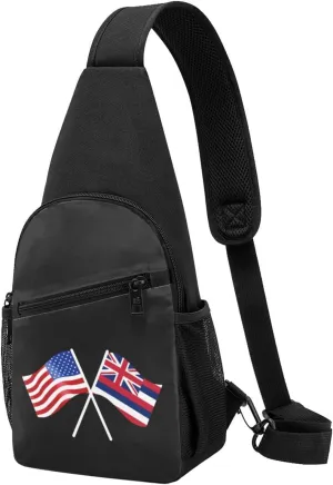 American And Hawaii Flag Chest Pack Leisure Shoulder Crossbody Chest Bag