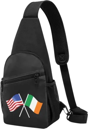 American And Ireland Flag Chest Pack Leisure Shoulder Crossbody Chest Bag
