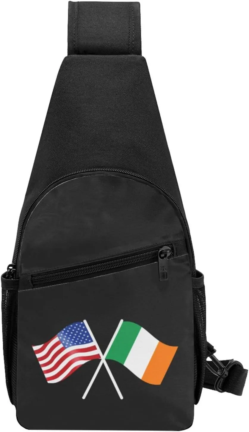 American And Ireland Flag Chest Pack Leisure Shoulder Crossbody Chest Bag