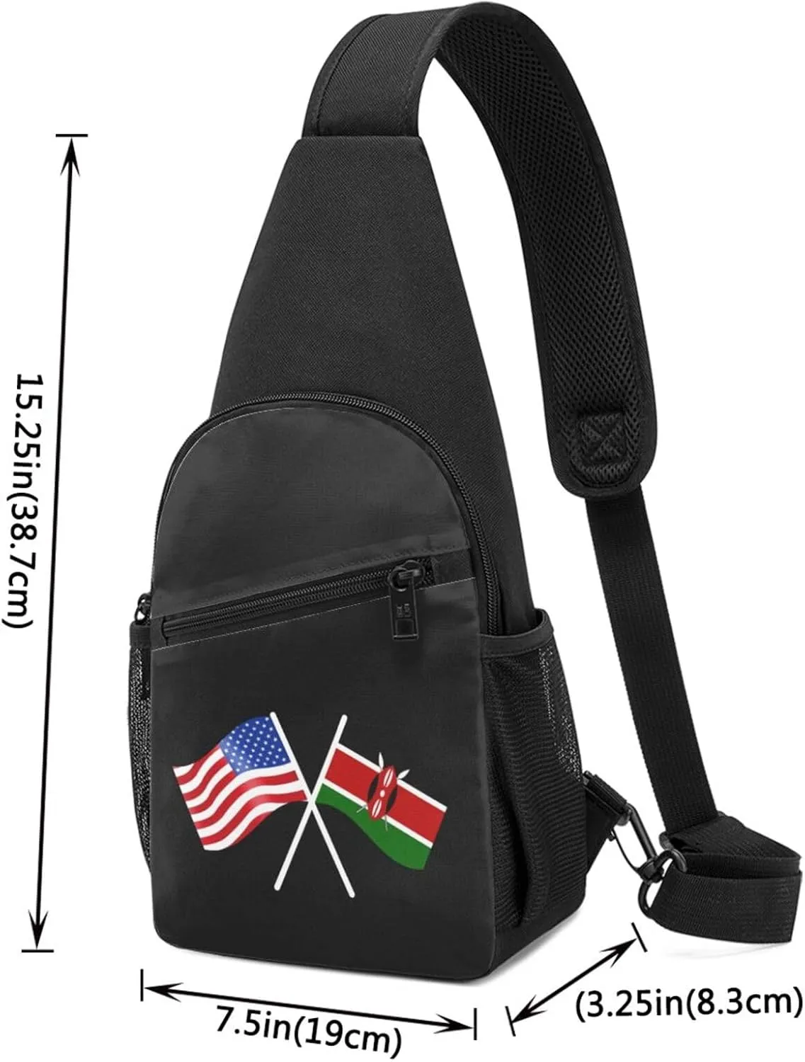 American And Kenya Flag Chest Pack Leisure Shoulder Crossbody Chest Bag