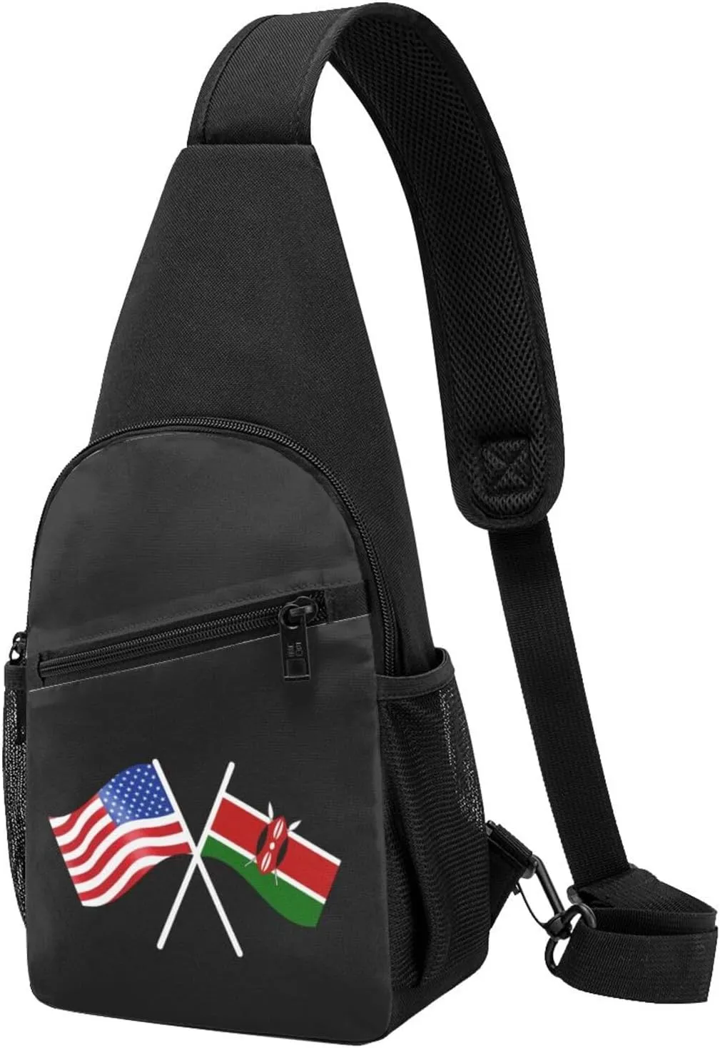 American And Kenya Flag Chest Pack Leisure Shoulder Crossbody Chest Bag