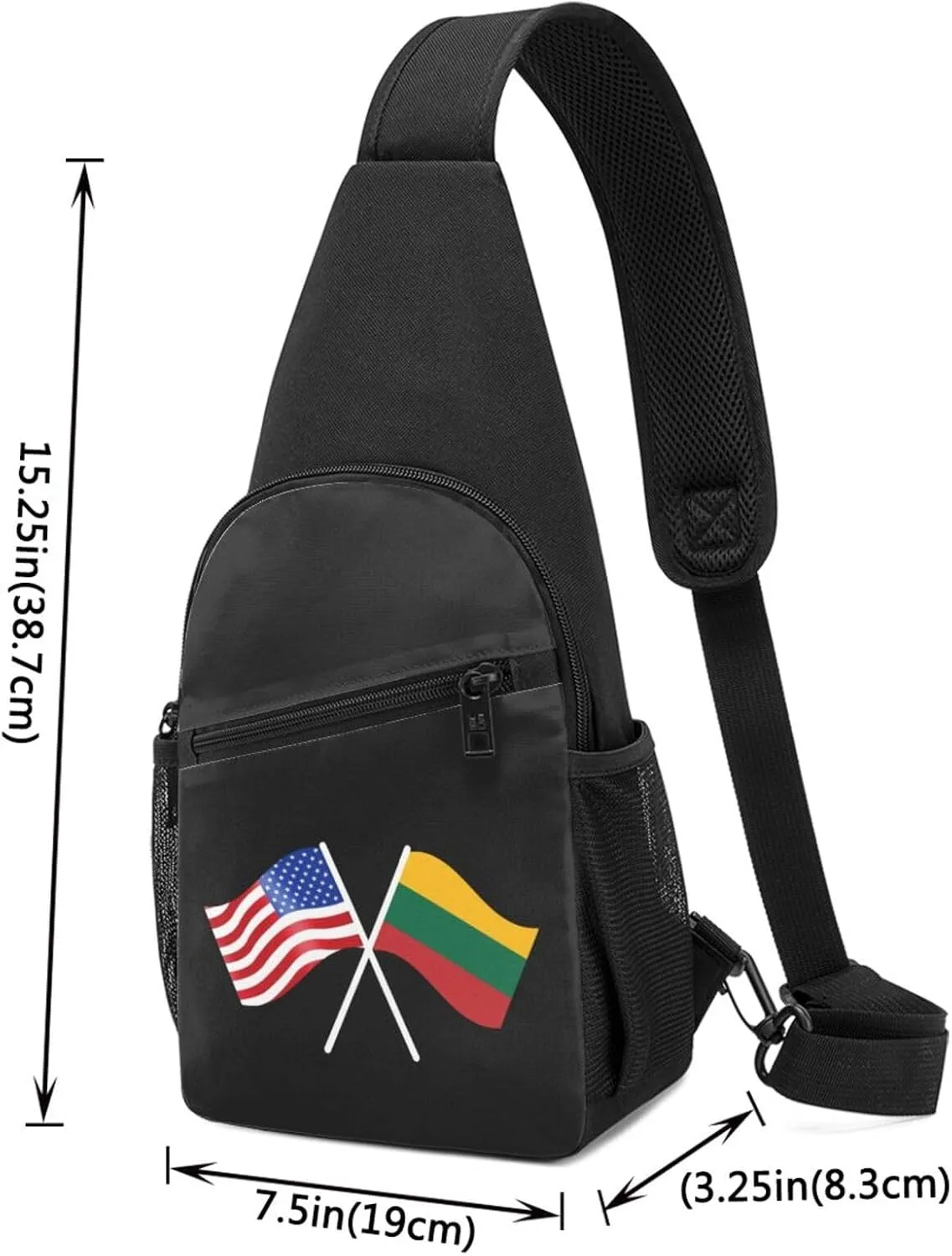 American And Lithuania Flag Chest Pack Leisure Shoulder Crossbody Chest Bag