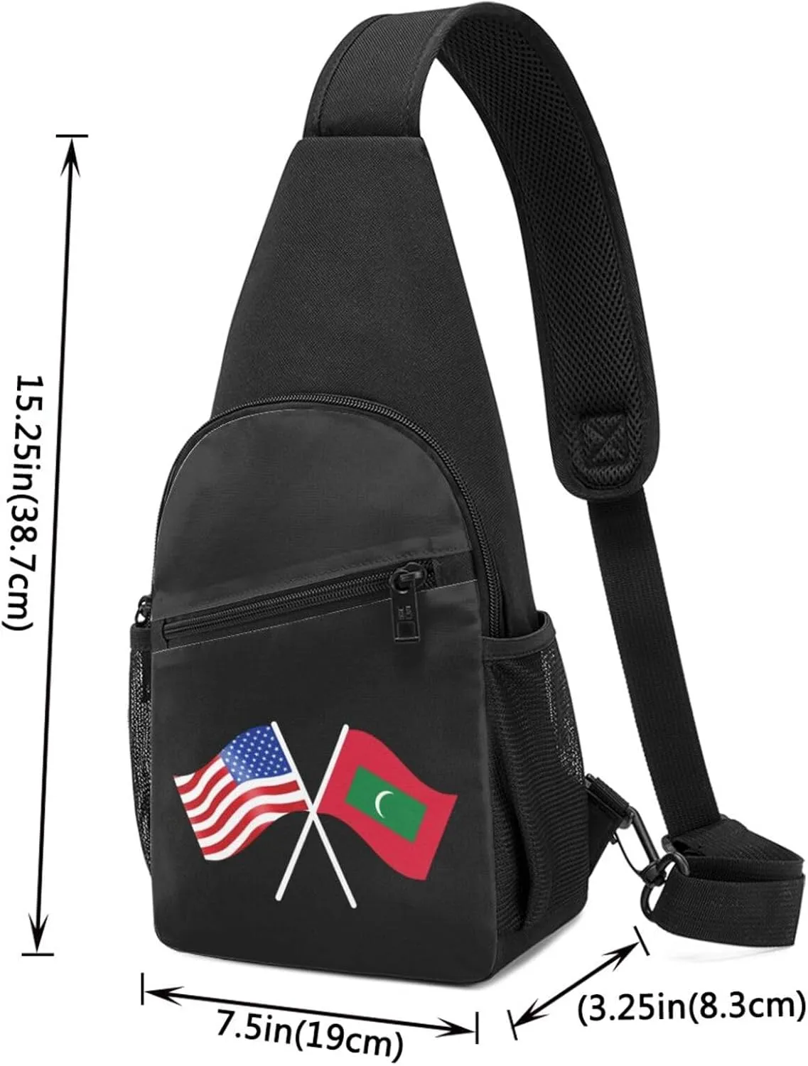 American And Maldives Flag Chest Pack Leisure Shoulder Crossbody Chest Bag