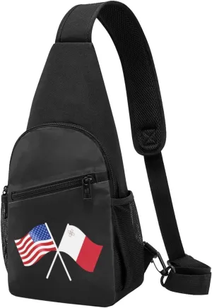 American And Malta Flag Chest Pack Leisure Shoulder Crossbody Chest Bag