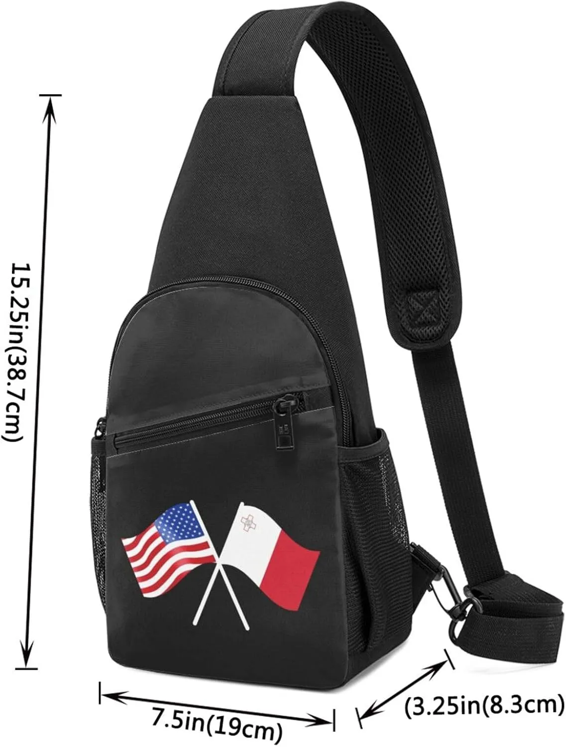 American And Malta Flag Chest Pack Leisure Shoulder Crossbody Chest Bag