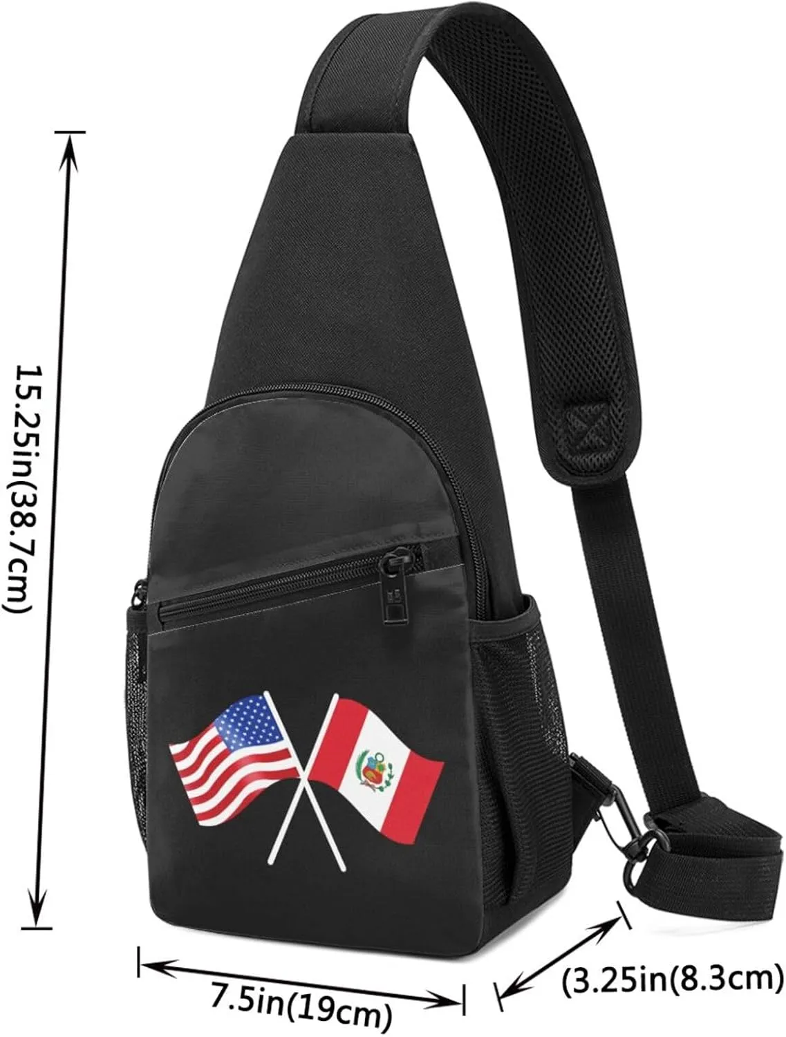 American And Peru Flag Chest Pack Leisure Shoulder Crossbody Chest Bag