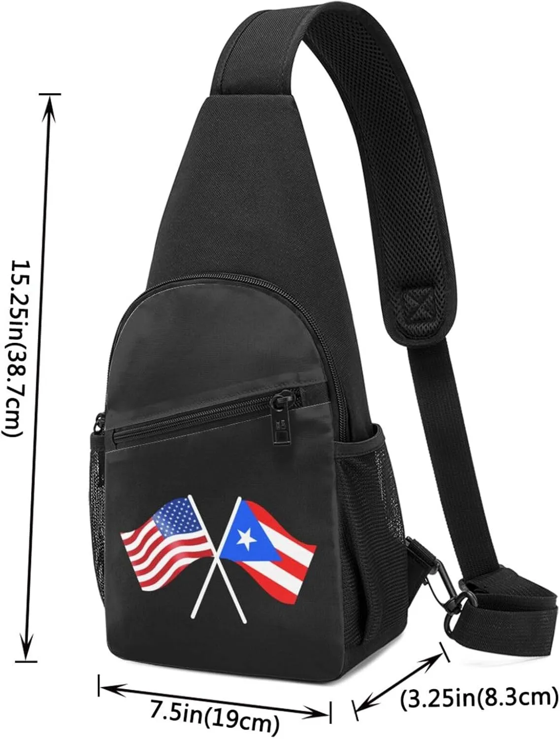 American And Puerto Rico Flag Chest Pack Leisure Shoulder Crossbody Chest Bag