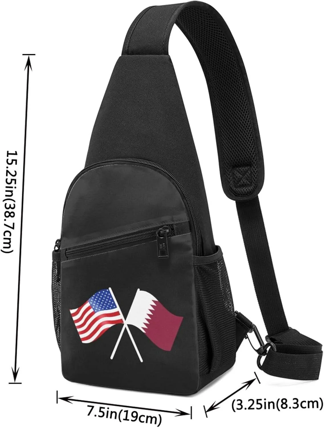 American And Qatar Flag Chest Pack Leisure Shoulder Crossbody Chest Bag