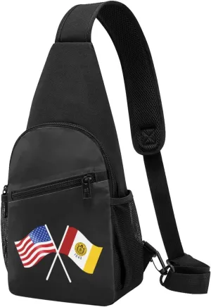 American And San Diego Flag Chest Pack Leisure Shoulder Crossbody Chest Bag