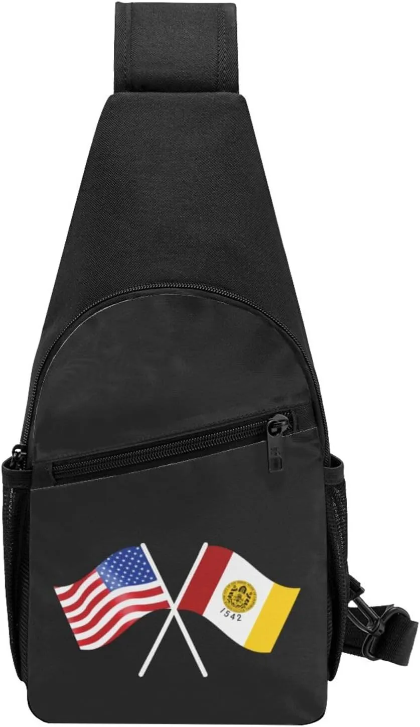 American And San Diego Flag Chest Pack Leisure Shoulder Crossbody Chest Bag